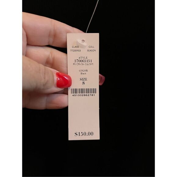 WHBM Chiffon Pleated Sleeve Black Shift Dress sz 8 NWT - Picture 6 of 8